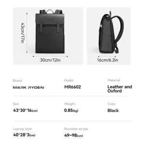 Mark Ryden MR 6602 Leather Laptop Backpack 15.6" – view 3